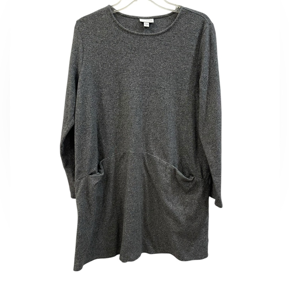 J Jill Pure Jill size M Tunic Dress Pockets Heathered Gray Career Casual EUC
